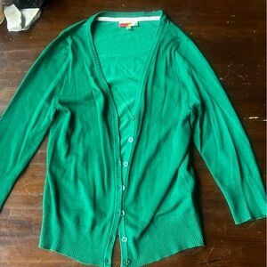 Vibrant Green Knit Cardigan Sweater